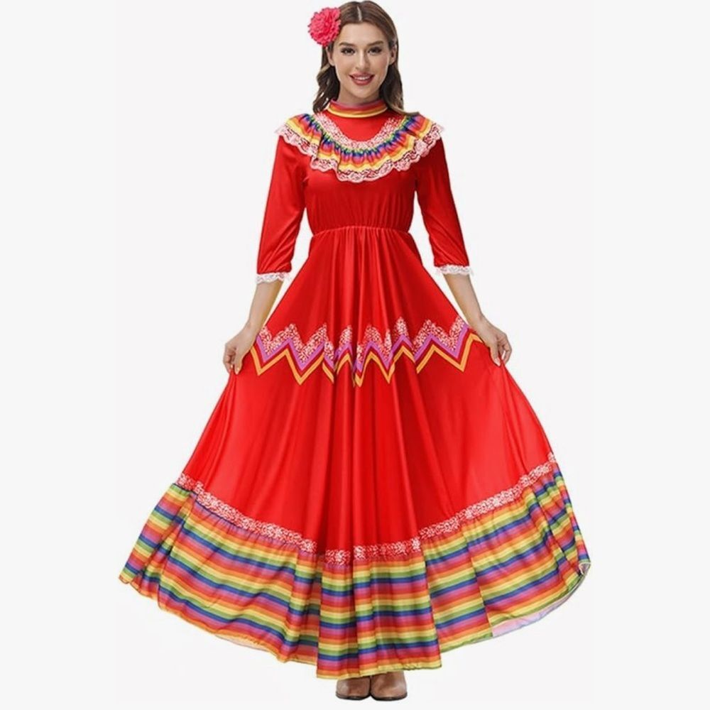 Vibrant Red Women's Fiesta Dress